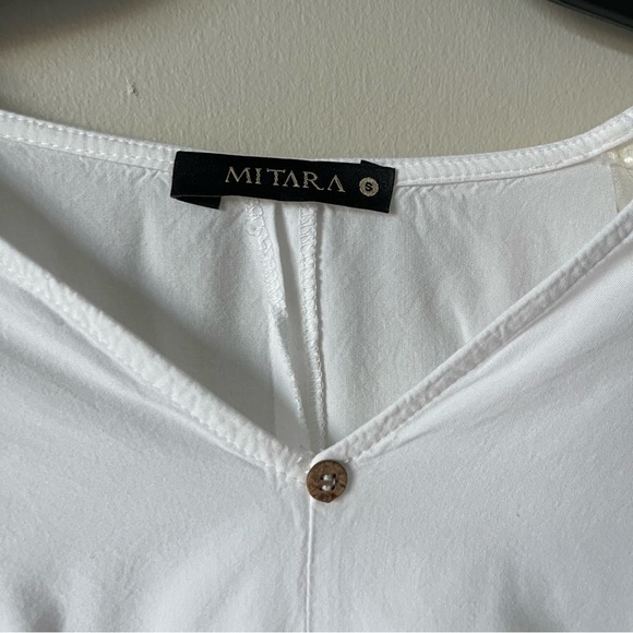 White Button down tie crop blouse - Picture 3 of 4